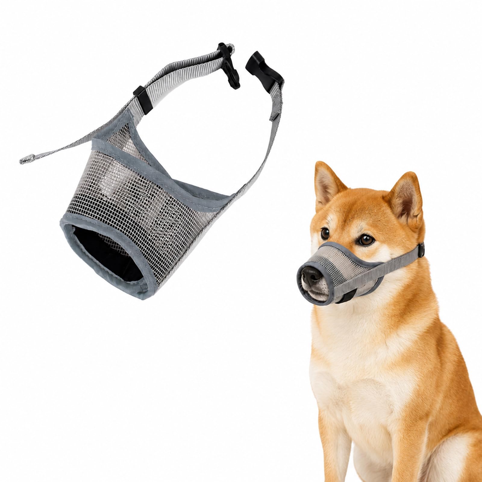 ZEMINRI Dog Muzzle Soft Mesh Muzzle for Small Medium Dog Prevent Biting (M)