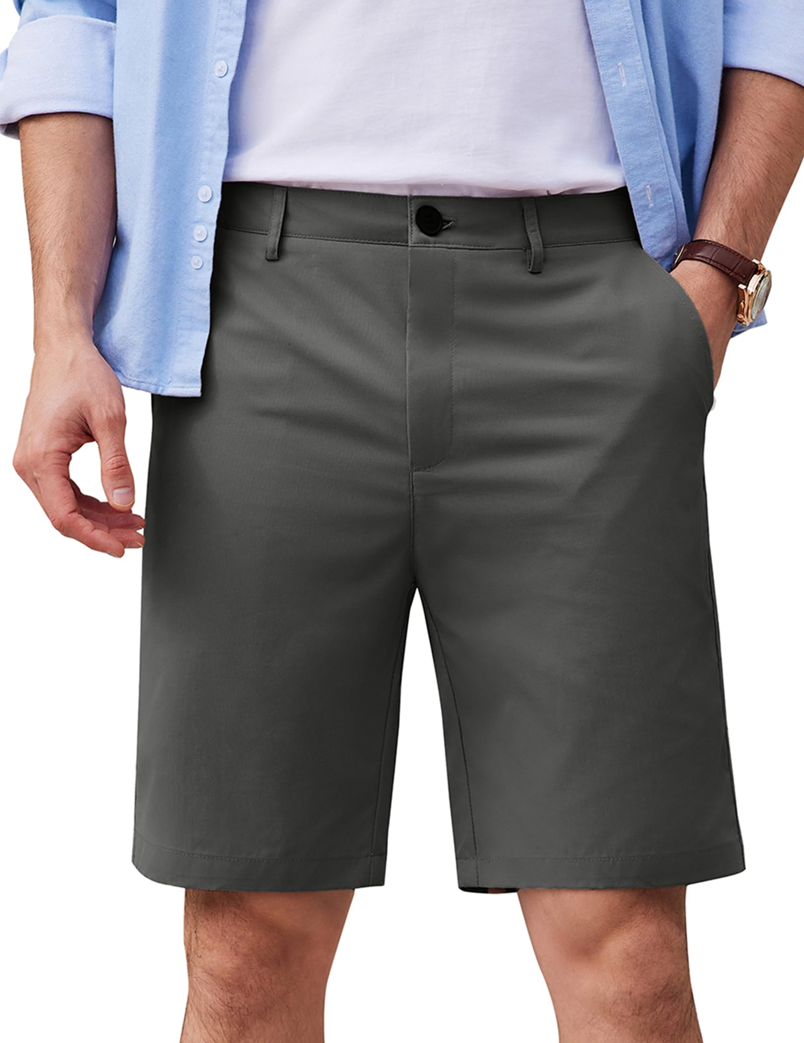 COOFANDY Men's Casual Shorts 9 Inch Flat Front Lightweight Summer Beach Vacation Shorts