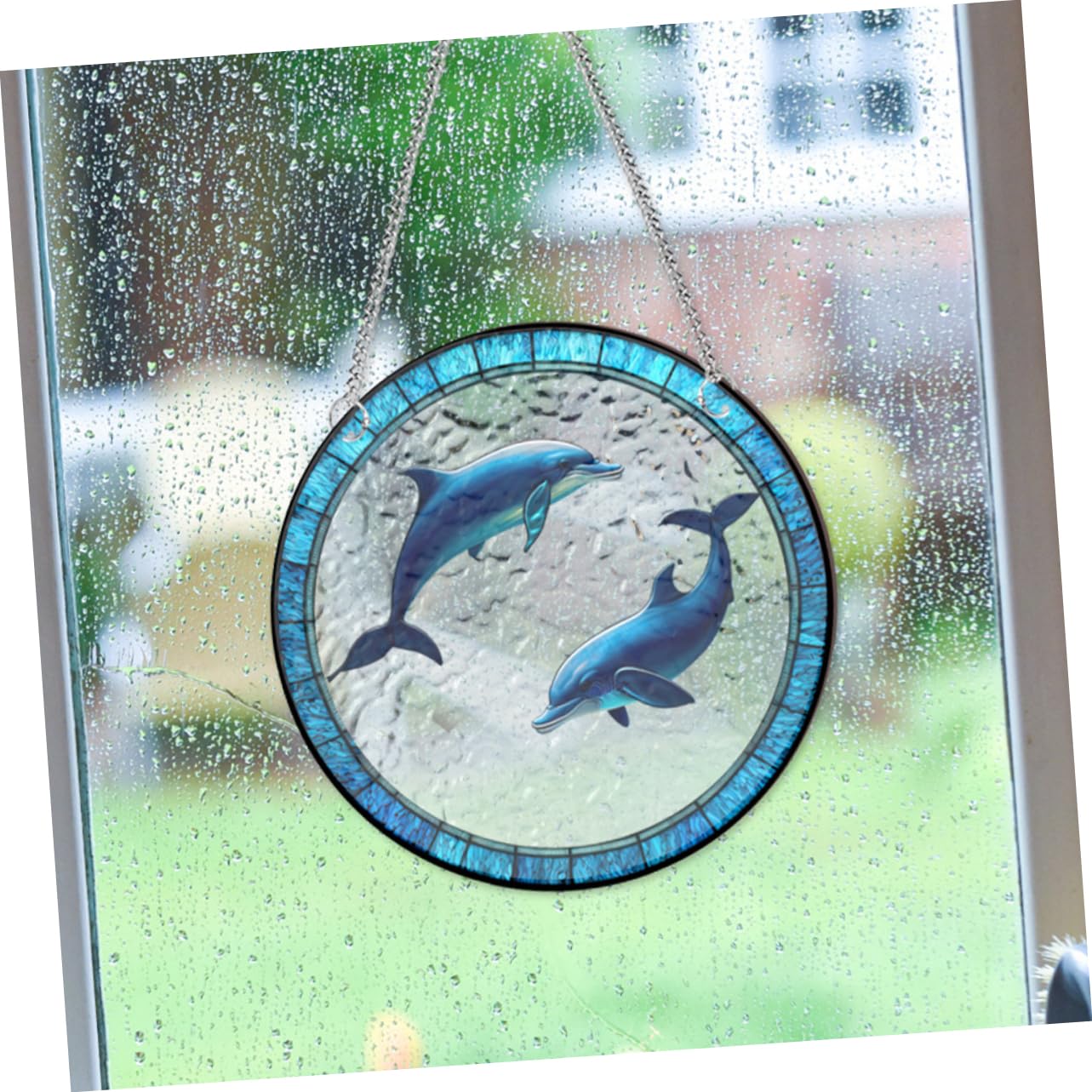 Yardwe 1set Decorazioni Da Appendere Per Finestra Con Ciondolo Forma Di Delfino Acchiappasole Artistico Per Giardino e Casa Elegante e Resistente