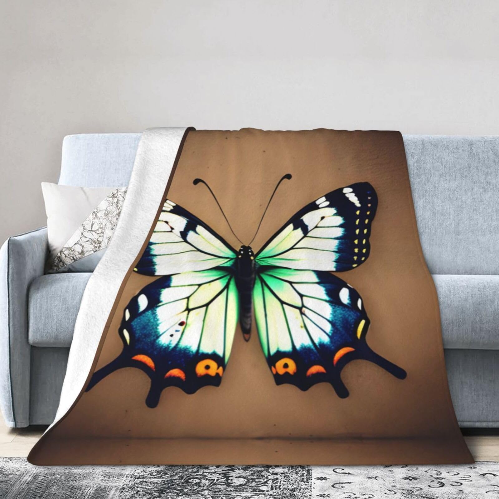 Cute Little Butterfly 60"x50" Fleece Blanket, Full Size, Super Soft, Suitable for Bed, Sofa, Camping, All Seasons