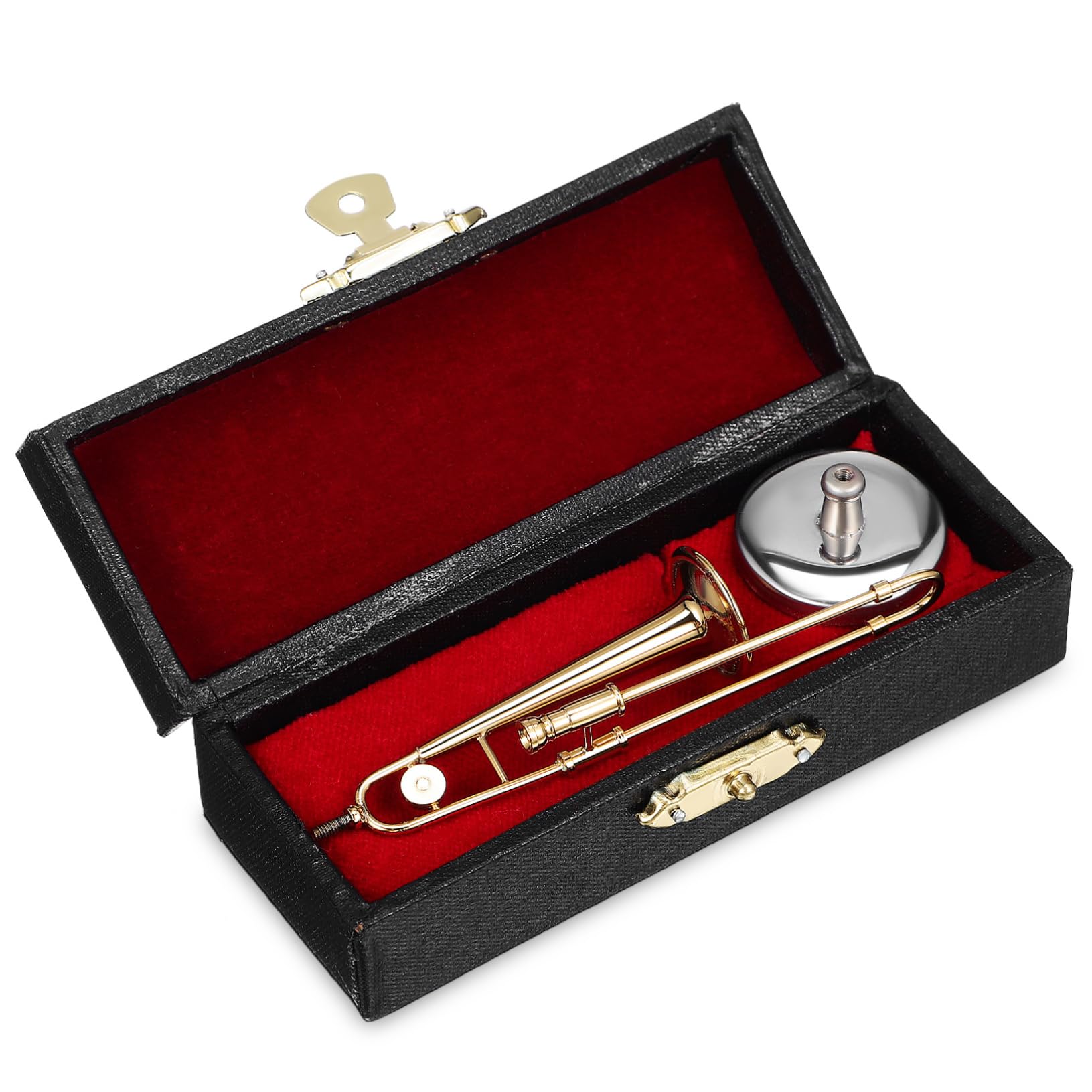 JOINPAYA Musical Instruments Miniature Trombone Model Copper Trombone with 24k Plating Dollhouse Accessory Musical Instrument Trombone Ornament for Collectors and Decor Ornaments for Kids