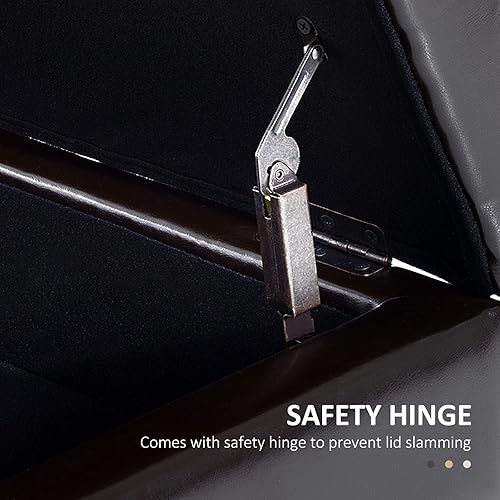 Miniatura 7 de HomCom  Estante para zapatos de piel PU, 44 pulgadas, banca de almacenamiento, Madera, Marrón