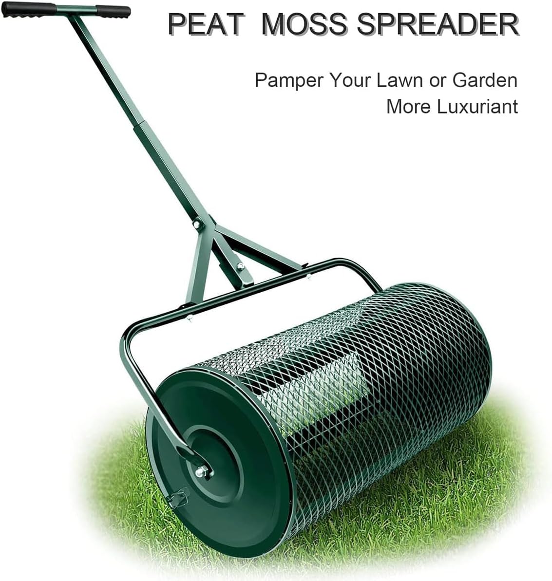Compost Spreader, peat Moss Spreader with Adjustable T-Handle, Metal mesh Spreader for Lawn and Garden, Rust-Proof Manure Spreader for Planting and Seeding