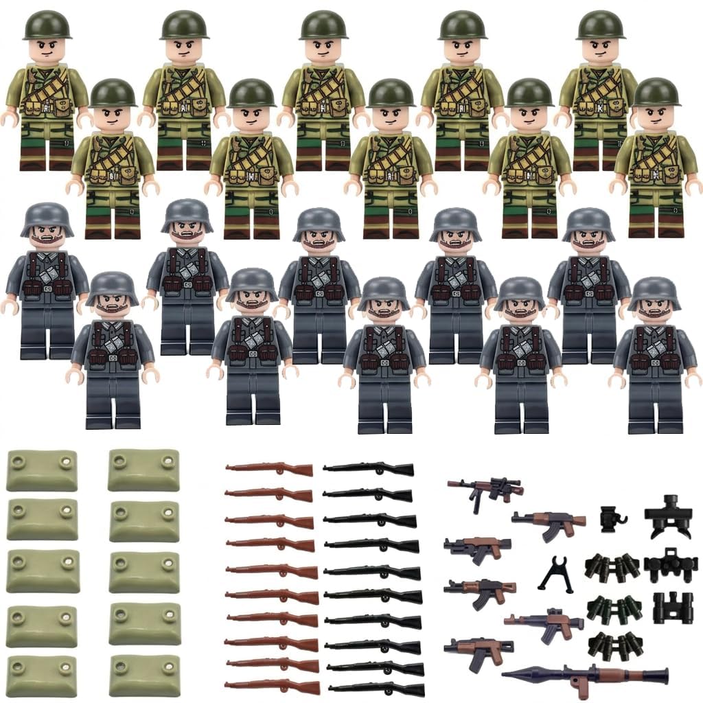 XINML Toy Soldiers Army Figures Set 64 PCS Military Playset with 34 Battle Accessories and 10 Bases 1.77 Inch Army Men Figures Imaginative War Games Strategy Play Collectible Display Gift for Boys