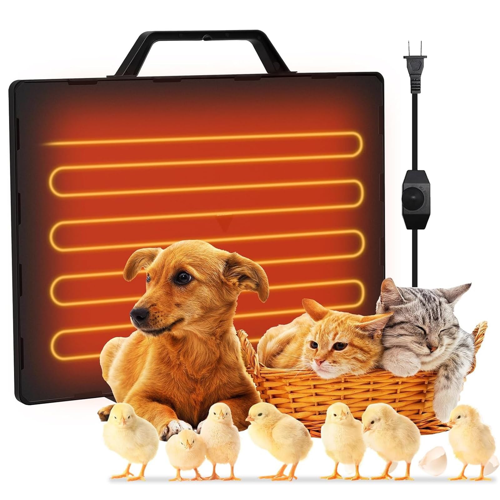 Calentador para Gallinero, 160W, Temperatura Ajustable, Más Seguro y Más Eficiente - Seguro para Pollitos, Veterinarios de Aves de Corral y Mascotas (15 x 11 Pulgadas)