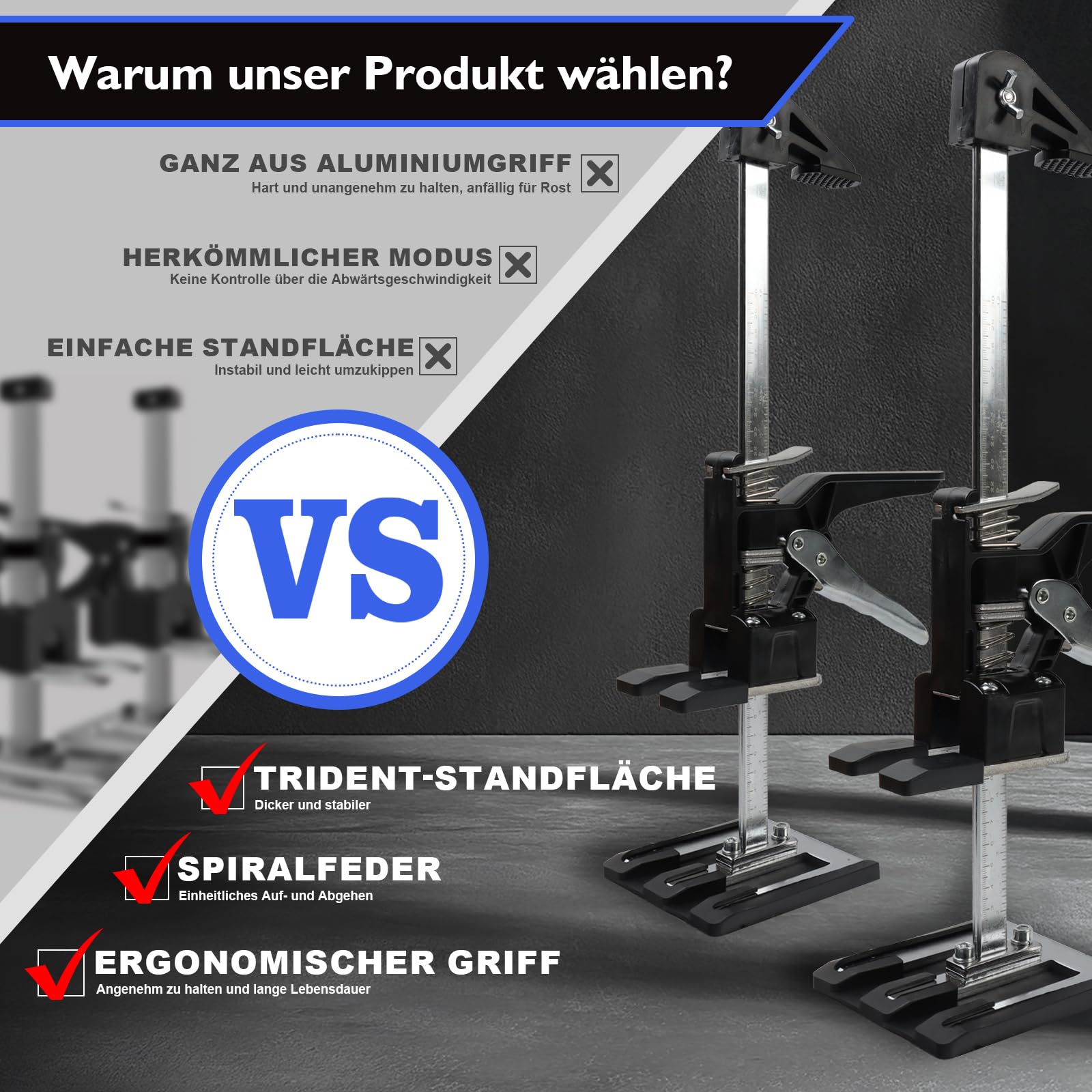 ODWSCBODWSCB 2-in-1 Multi Arbeitssparender Arm mit Skala 2 Pcs Multifunktionale Handhebewerkzeug 400kg für Böden,Türen,Schrankinstallation Heber für Gipskartonplatten
