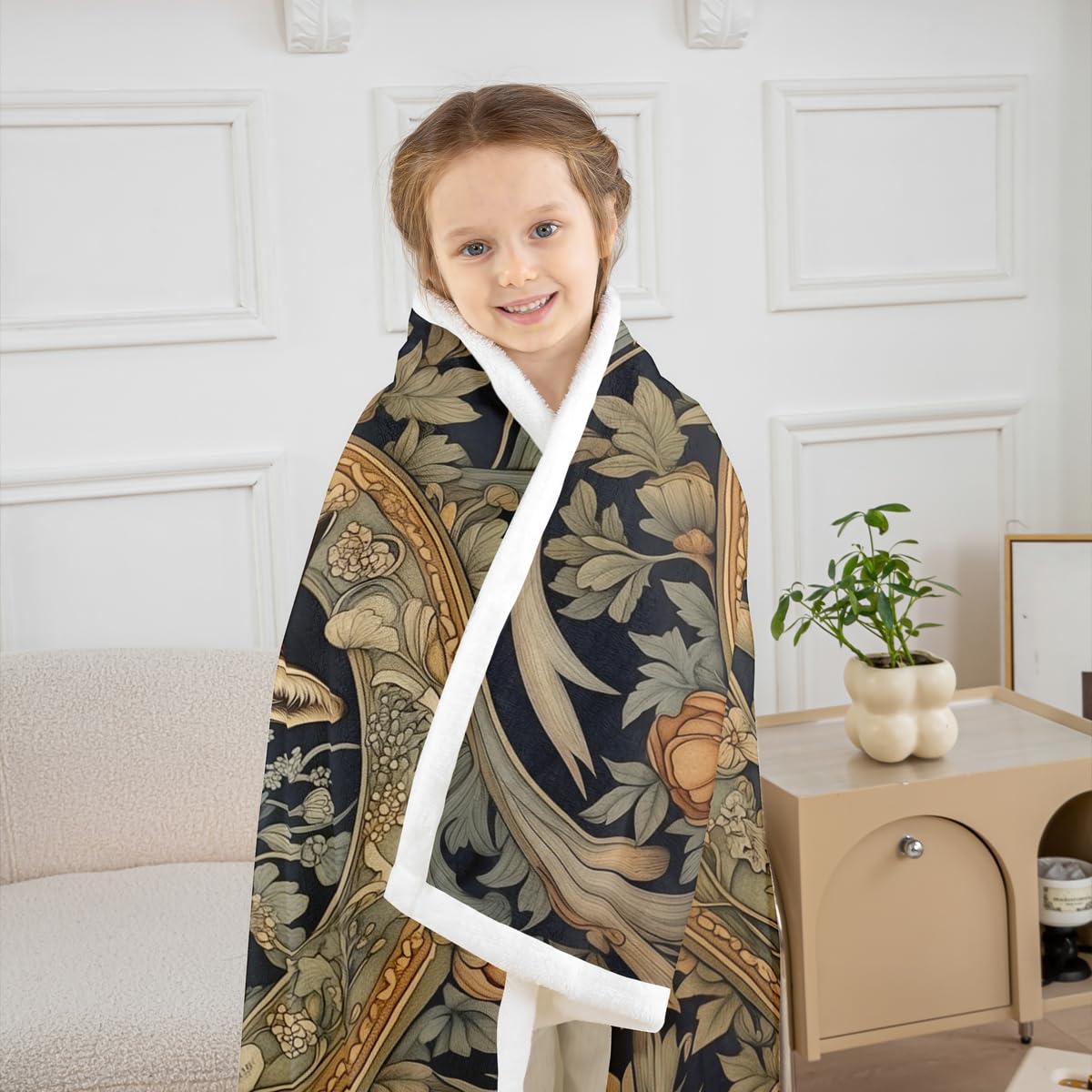 Homewish Rustikal Decke 150x200cm Fuchs Fleecedecke für Kinder Jugendliche,Teens Männer Frauen Wald Bauernhaus Tiere Muster Kuscheldecke Ring Schwarz Grün Braun Bett Sofa Couch Dekorative Decken