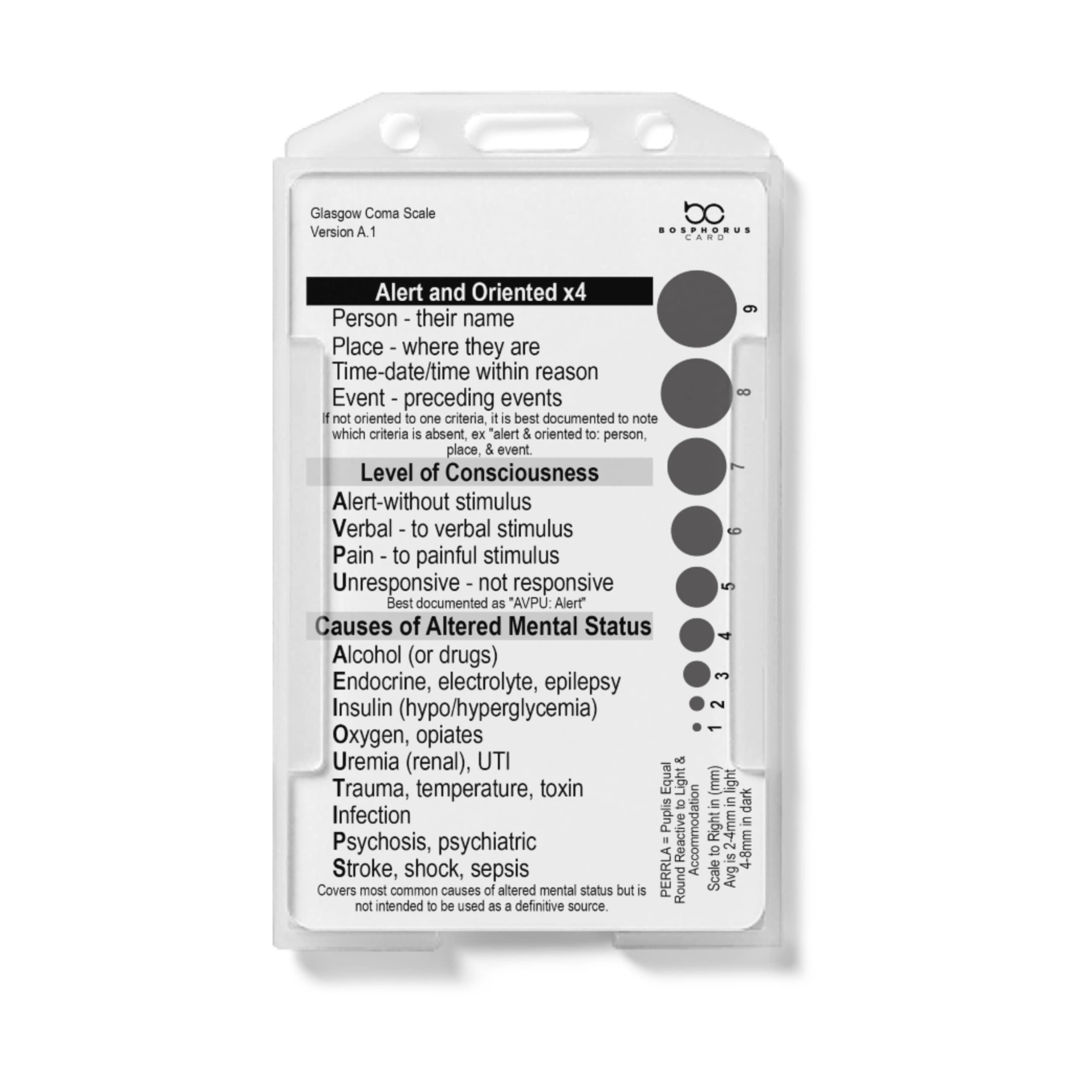 Strumento di riferimento per studenti di medicina, scala di coma di Glasgow, ordine di estrazione, segni vitali pediatrici in plastica e porta carte trasparenti (segni vitali pediatrici
