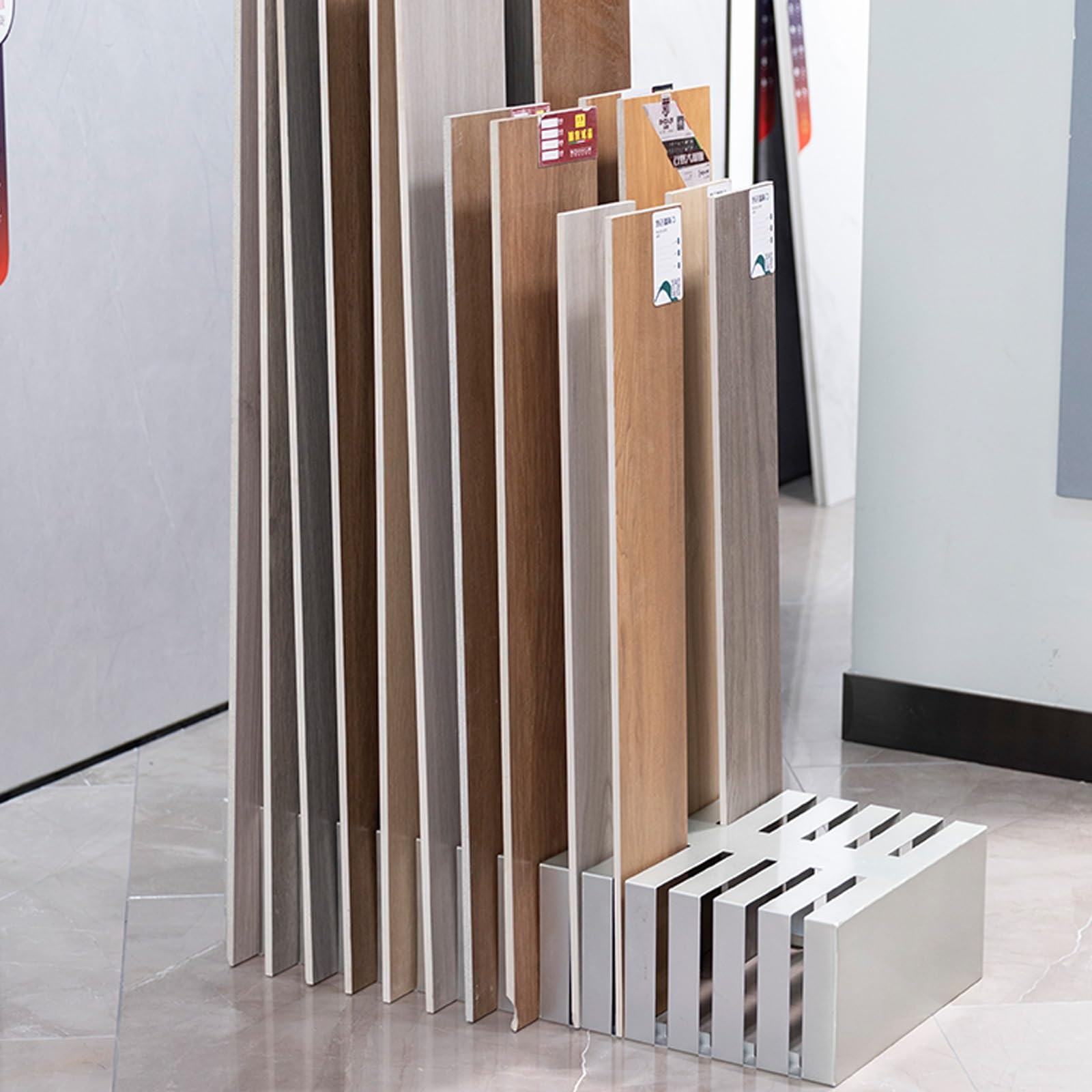 Présentoir vertical en métal pour carreaux de céramique haut de gamme et pierres