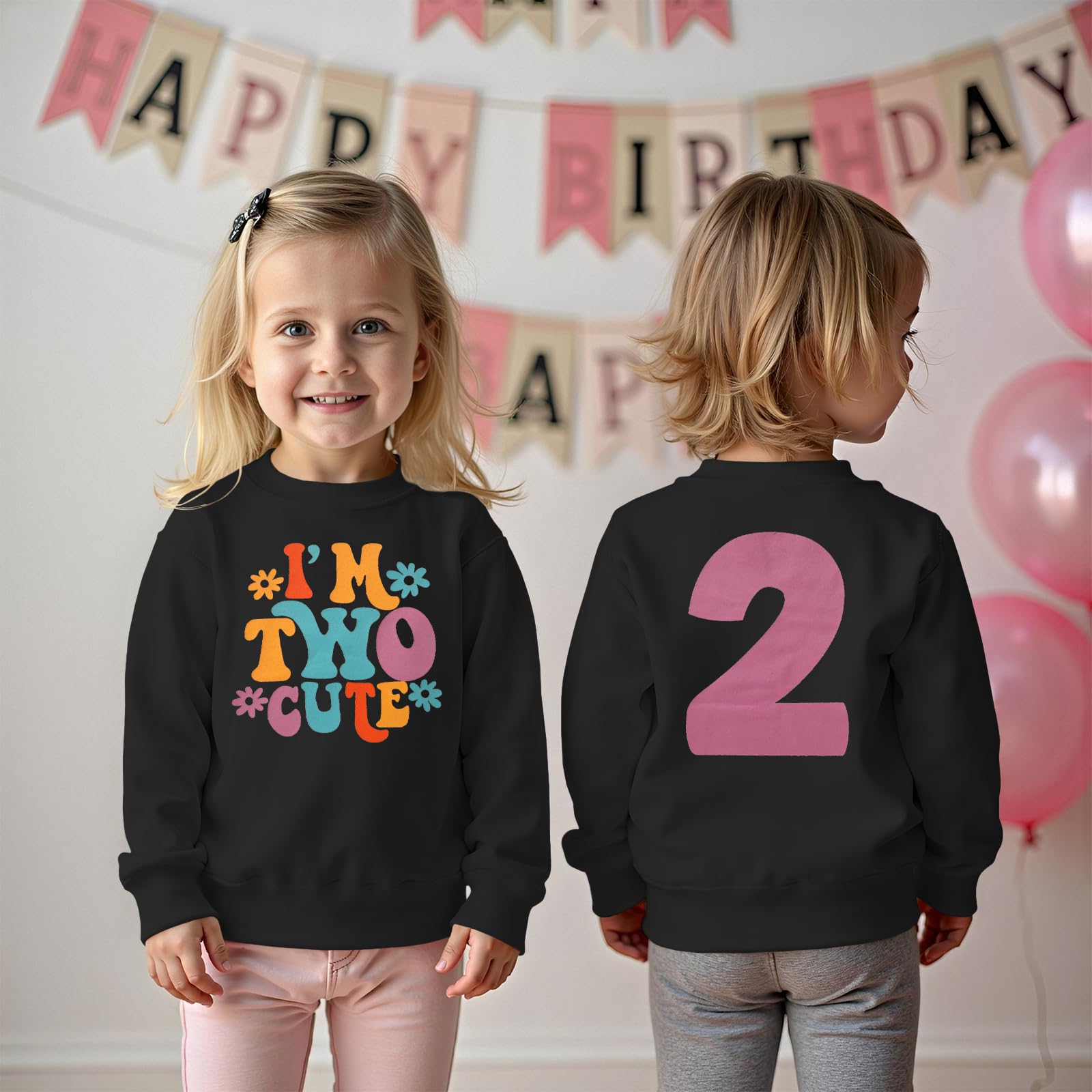 CM C&M WODRO 2° compleanno ragazza felpa "I'm Two Cute" stampante maglione secondo compleanno abbigliamento bambino bambino girocollo manica lunga annuncio abbigliamento autunno inverno maglione