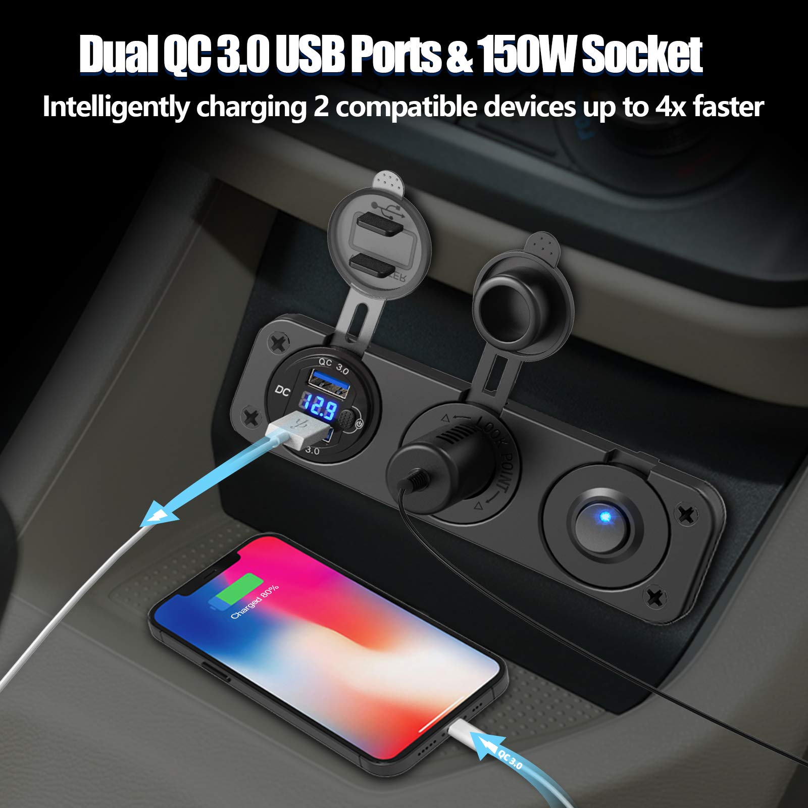 cigarette lighter toggle switch Amazon.com: Cigarette Lighter Socket 12V Splitter with Rocker Toggle Switch,  Dual Quick Charge 3.0 Aluminum Metal 12 Volt USB Outlet with LED Voltmeter,  Waterproof Cigarette Lighter Adapter Female Socket Plug DC : Automotive