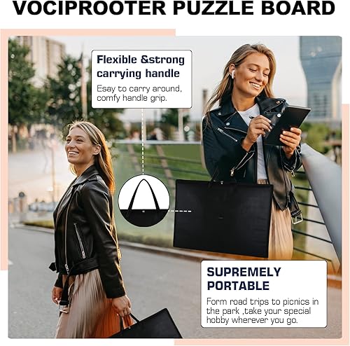 Miniatura 6 de Tablero de rompecabezas de 1500 piezas, tablero de rompecabezas portátil, tapete de rompecabezas con 1 bolsa de asa, 2 bandejas de clasificación y 6