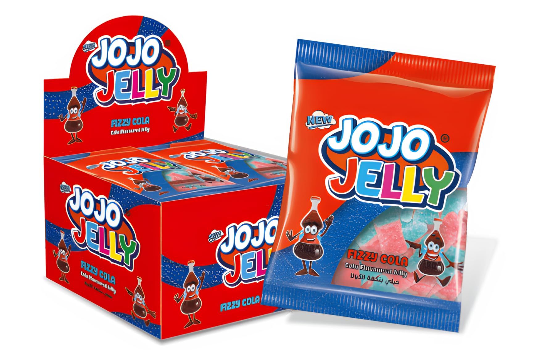 EVIZA JOJO Jelly Fizzy Cola, Gummy Candy 24 x 20G, Jelly Gum with Cola Flavor Juice, 480 Grams, Assorted
