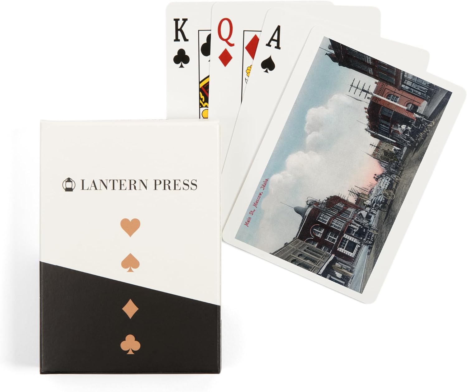 Lantern Press Moscow, Idaho, View of Main Street and Horse Carriages, 52 Playing Cards for Adults, Poker Size Card Deck