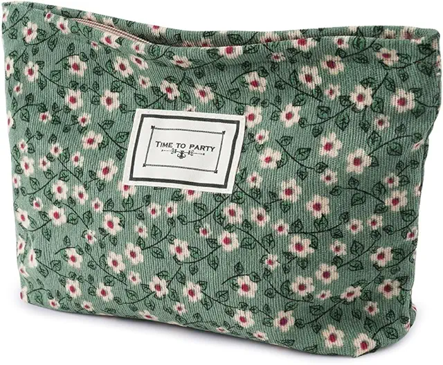 Trousse de Maquillage Voyage en Velours Côtelé - Sac Organisateur Cosmétique Portable