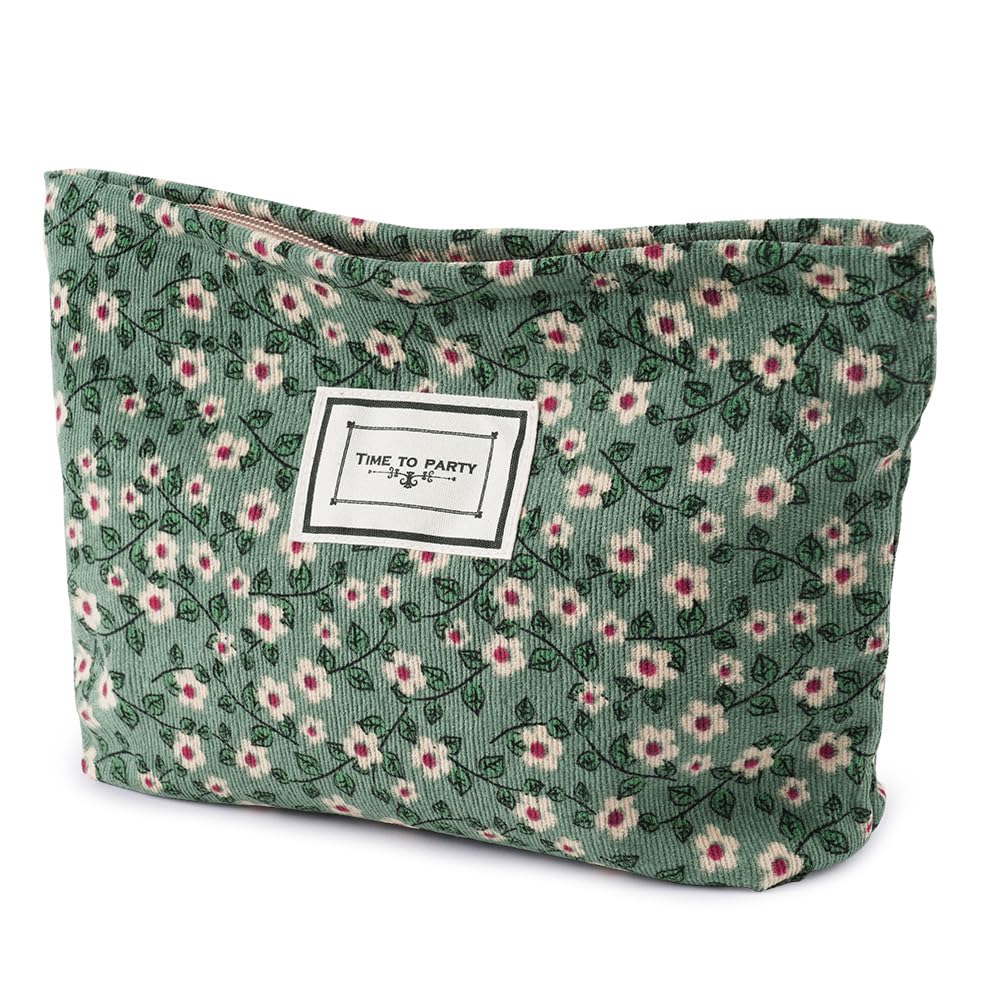Aucuu Beauty Case da Viaggio, Borsa da Toilette da Viaggio, Borsa da Viaggio per Cosmetici, Pochette Donna Trucchi, Borsa da Trucco Portatile, Borsa Cosmetica in Velluto a Coste, per Donne Ragazze