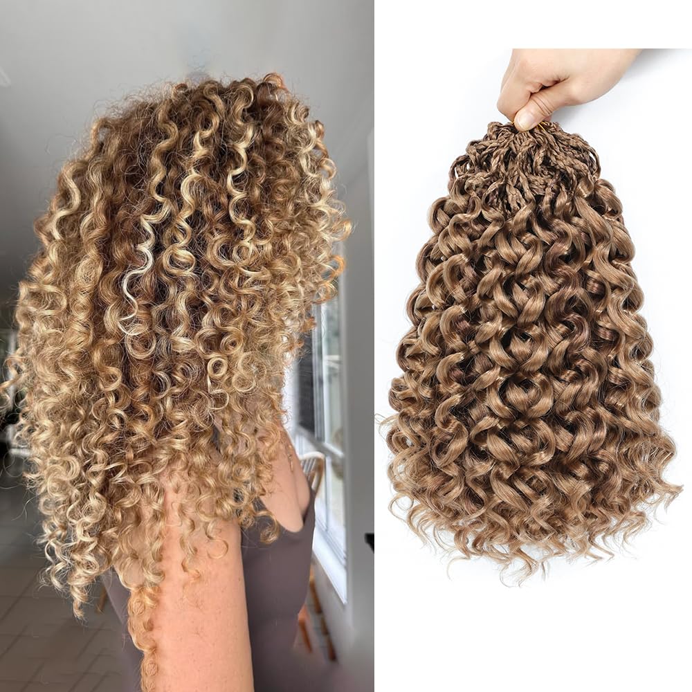 Pre looped Gogo Curl Crochet Hair 12 Inch 8 Packs Pre twisted Short Curly Crochet Hair for Black Women Ocean Wave Braiding Hair Water Wave Deep