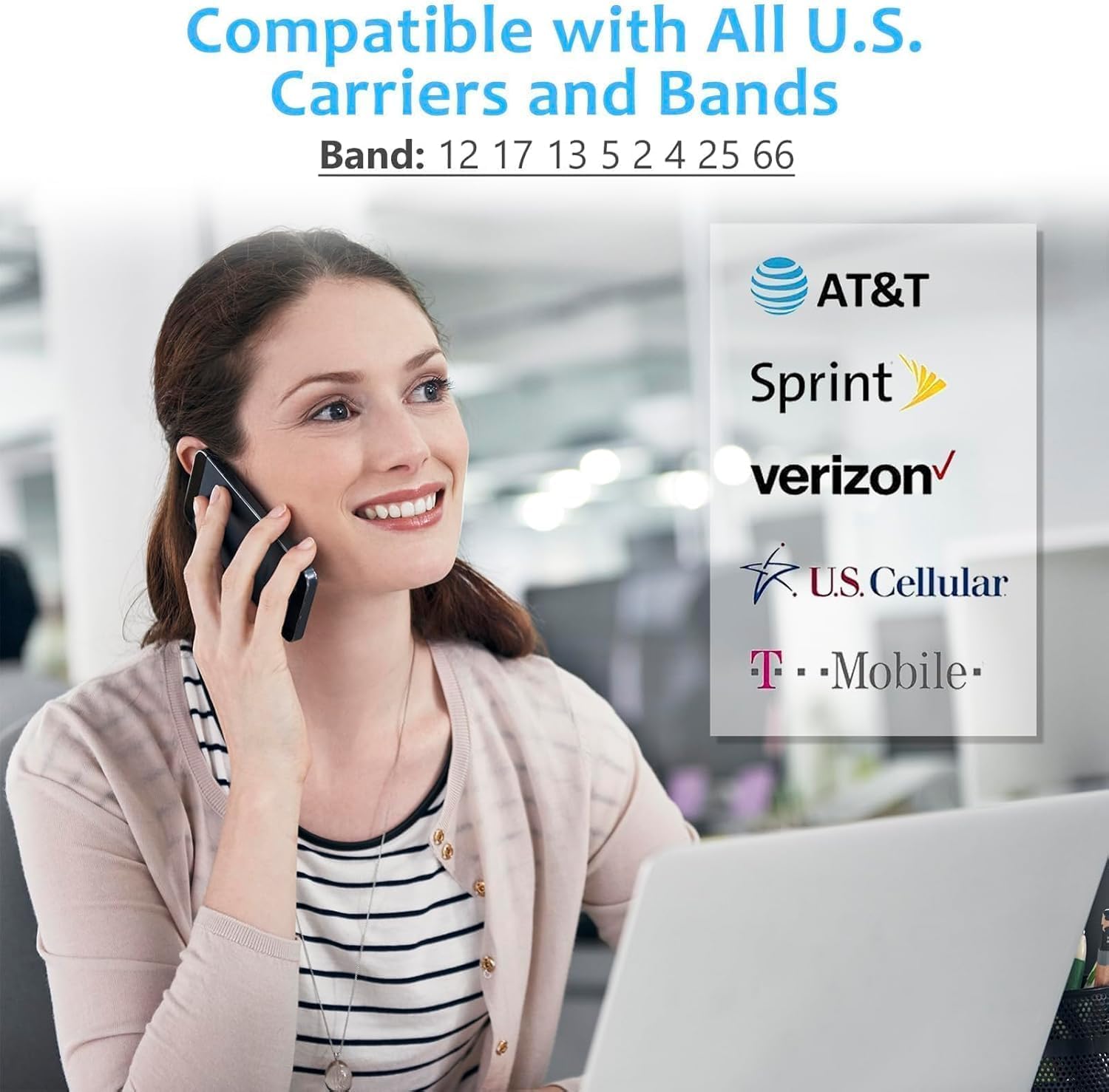 Cell Phone Booster for Home & Office,Up to 2,000 sq ft,Cell Phone Signal Booster with Band 66/25/2/4/5/12/13/17,Boost 5G 4G Data for All U.S. Carriers FCC Approved Cell Booster (Light Black)