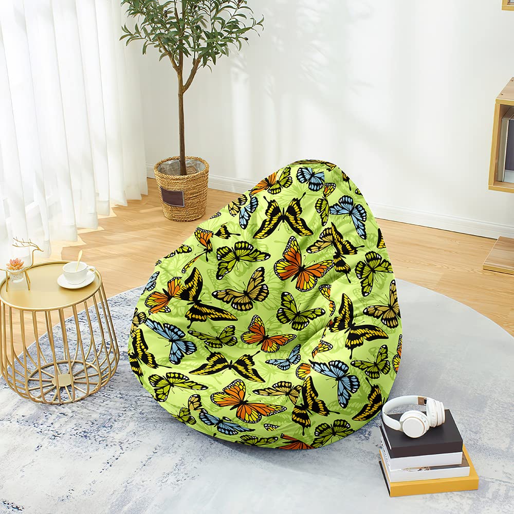 Mateju Pouf Poire Adulte et Enfants, Papillon Brillant 3D Pouf Geant Chambre, Bean Bag Chair, pour Grand Canapé, Chaise Longue Grande, Fauteuil de Salon pour Intérieur Extérieur (Jaune,L