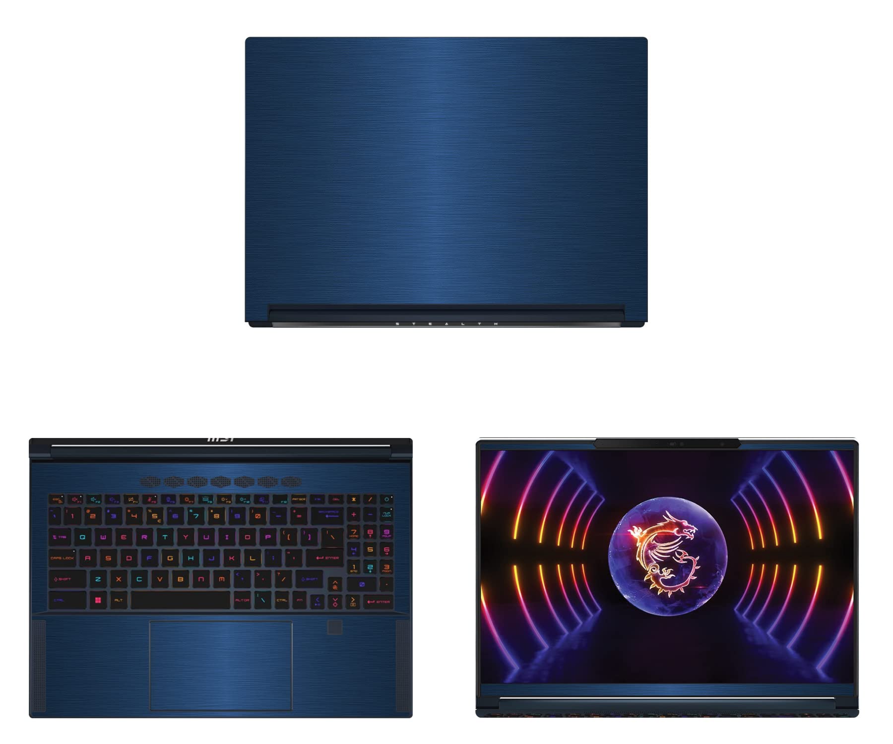 Decalrus - Protective Decal for The MSI Stealth 16 Studio A13VG (16" Screen) Laptop Blue Texture Brushed Aluminum Vinyl Cover wrap BAmsiStealth16_