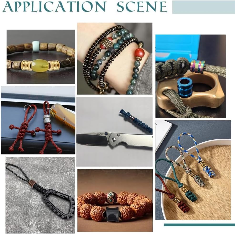 UNICRAFTALE About 15Pcs Paracord Bead Stainless Steel Column Spacer Beads Metal Black Grooved Tube Lanyard Beads 8mm Diameter Loose Bead for DIY European Bracelet Necklace Jewelry Making - Image 5