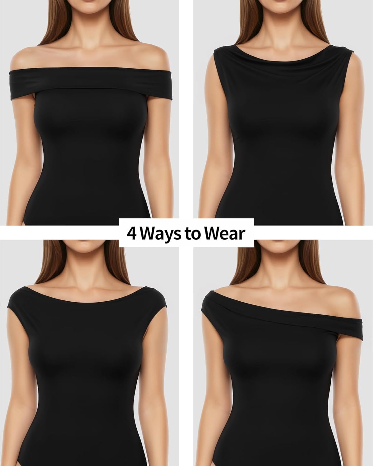 MANGOPOP Women's Off The Shoulder Double Lined Bodysuit Versatile Thong Body Suit Going Out Summer Trendy Tops - Image 4