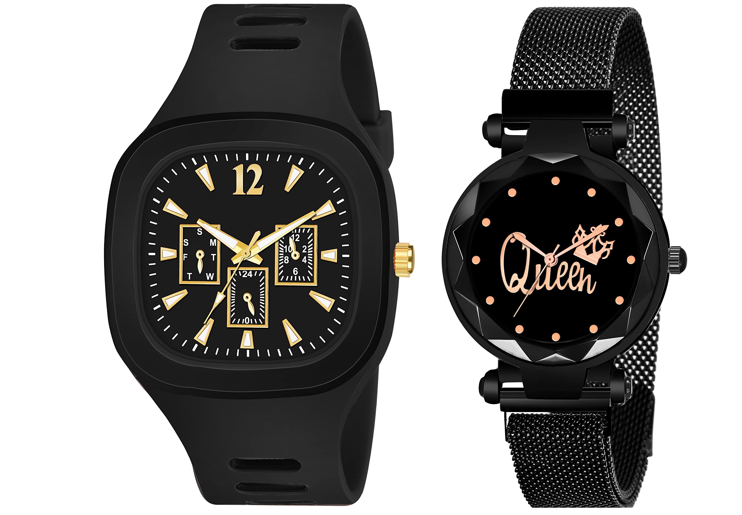CERO Analog Black Square Silicon Strap and Queen Magnetic Belt Girls and Boys Watchs (Black) (B0B34K92S8) Amazon Price History, Amazon Price Tracker