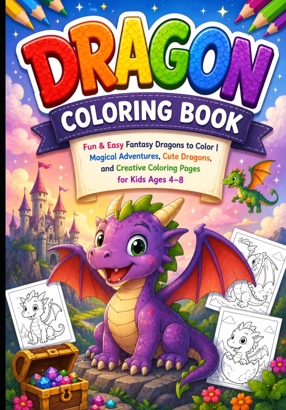 Dragon Coloring Book: Fun & Easy Fantasy Dragons to Color | Magical Adventures, Cute Dragons, and Creative Coloring Pages for Kids Ages 4–8