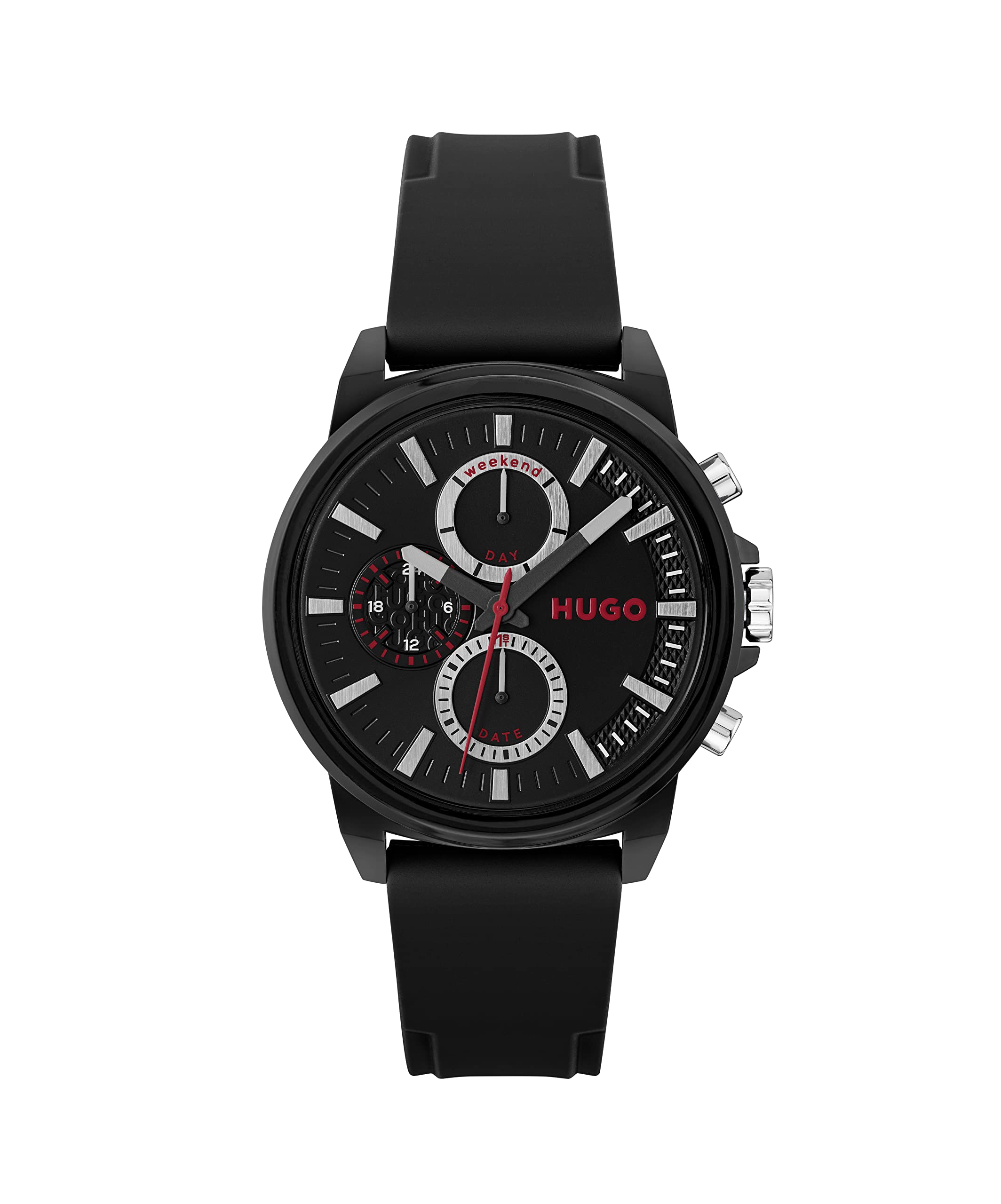 HUGO Men's #Relax Black Ionic Plated Quartz Watch with Silicone Strap, 22 (Model: 1530256)