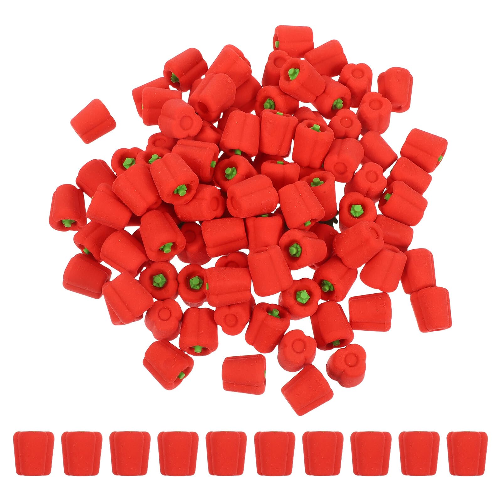 100 Pcs Gommes Végétales en Forme de Piment Rouge Papeterie Kawaii pour Garçon et Filles, Gommes Scolaires Douces et Décoratives, Rentrée Présents d'anniversaire
