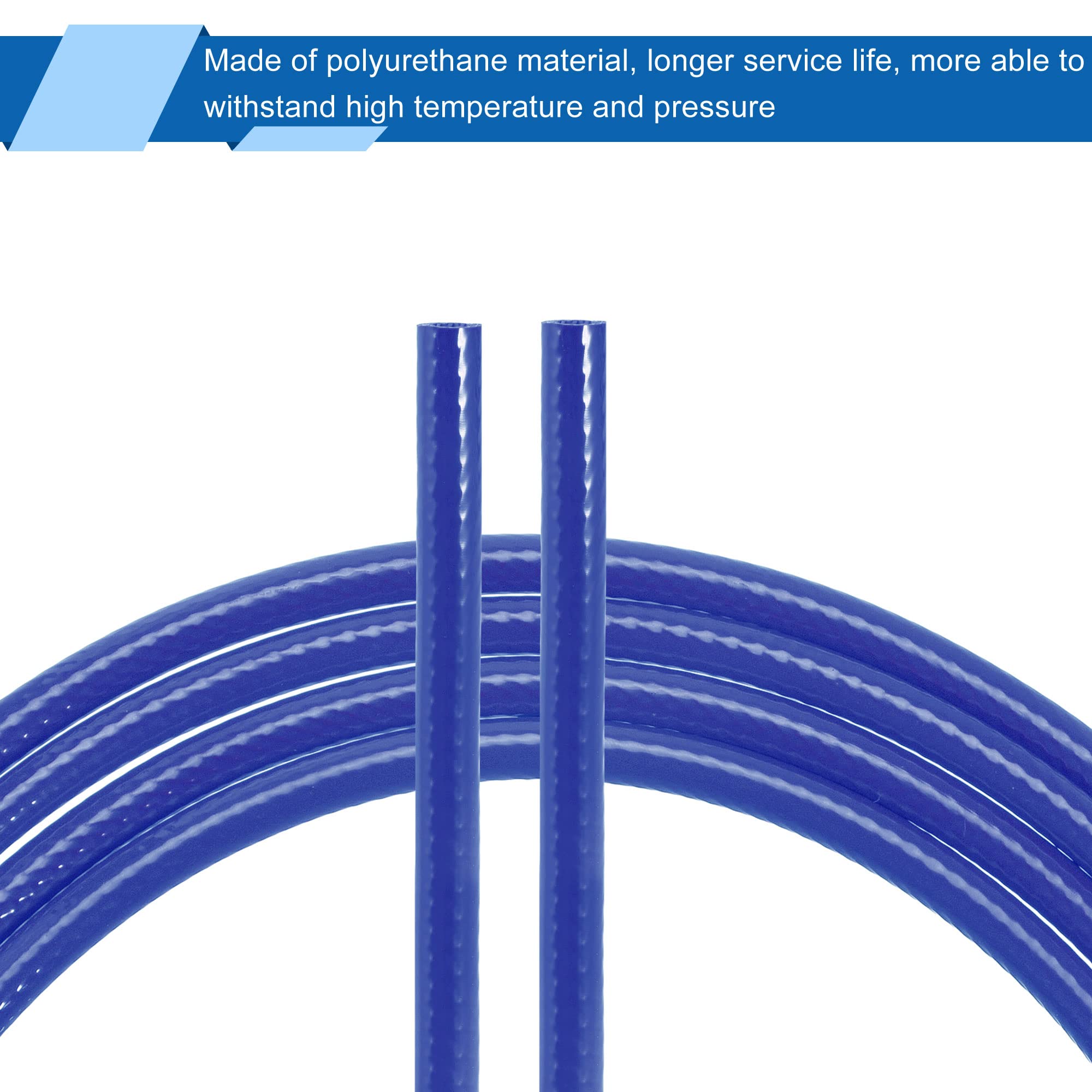 Tuyau d'air pneumatique Tube tressé en PU 8mm(5/16 '') IDx12mm(15/32'') ODx16.4Ft Bleu pour compresseur d'air, Transport de Liquide