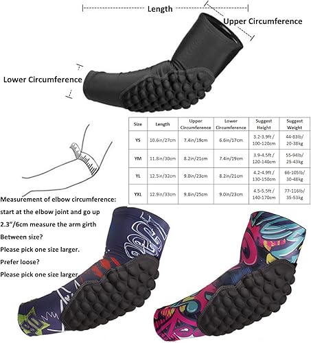 Miniatura 7 de Topeter Mangas acolchadas para brazos para jóvenes, coderas de compresión, 1 par de mangas de baloncesto