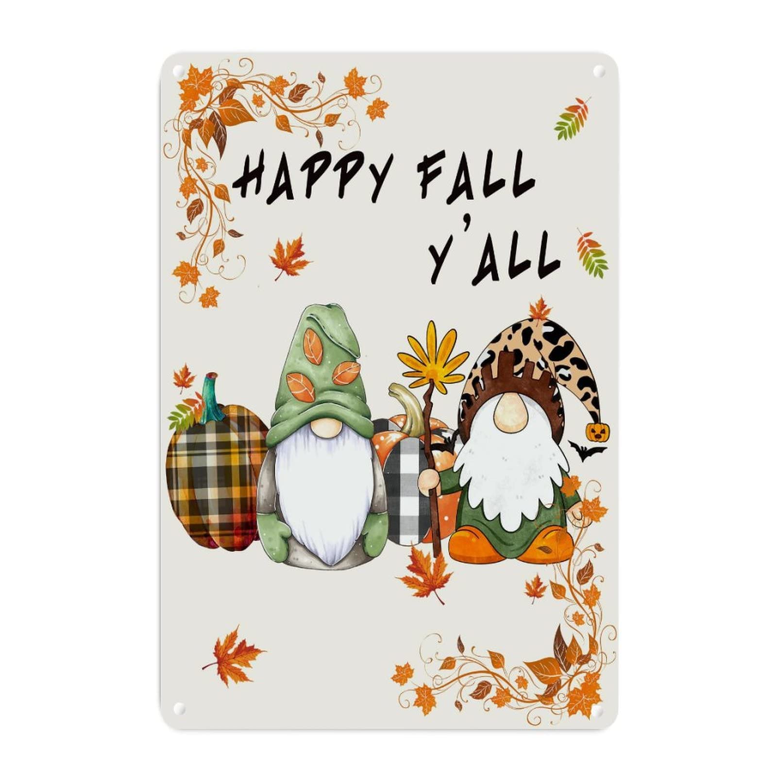Plaque murale Happy Fall Y'all en métal de 45x30 cm décorative pour salon et chambre