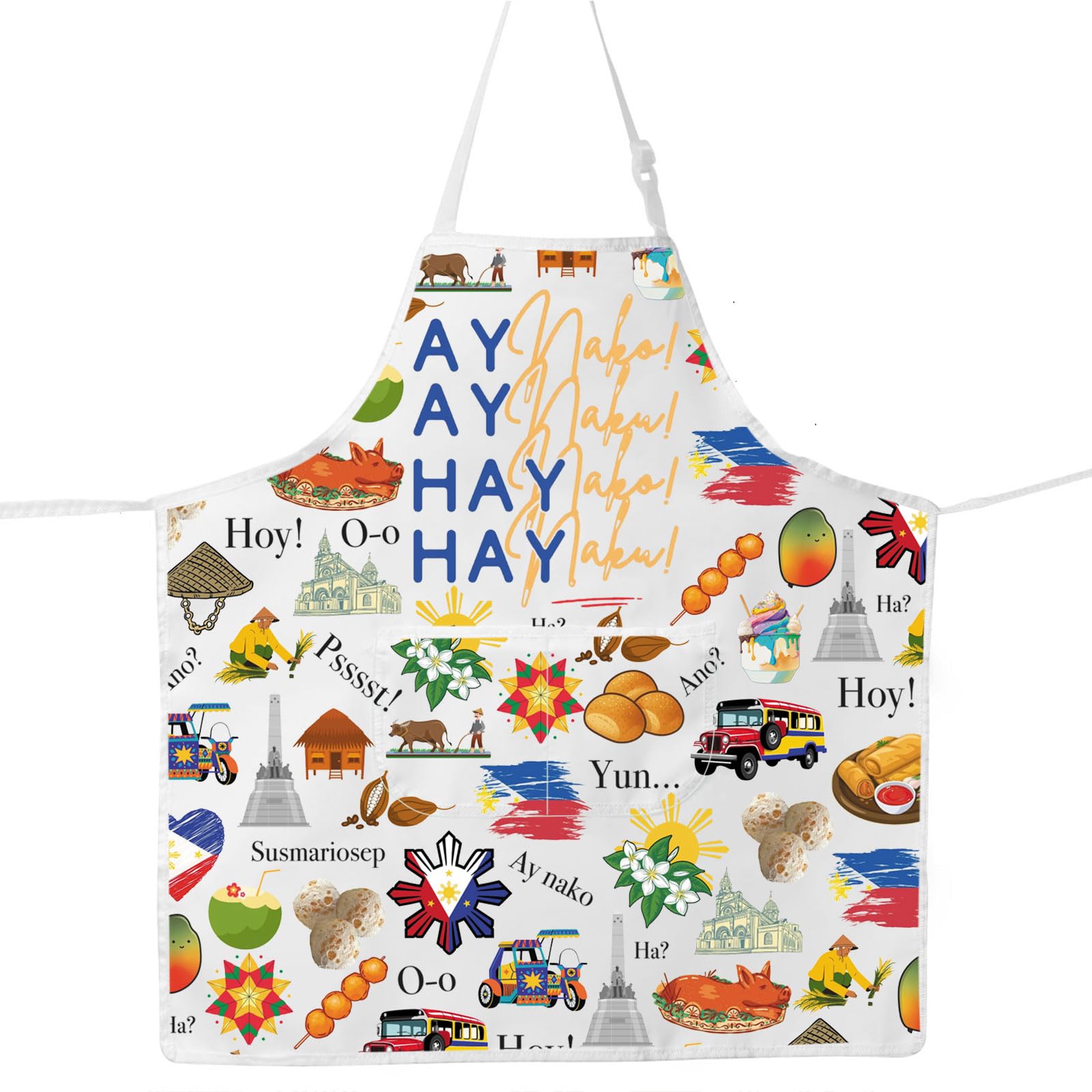MYSOMY Philippines Kitchen Apron Filipinos Apron Filipinos Gifts Philippines Kitchen Gifts Philippines Themed Gifts (Ay Nako ap2)
