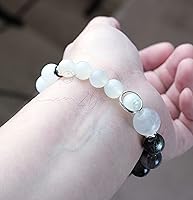 Vista 17 de Precious Gemstone Natural Crystal Healing Bracelet, Rutilated Quartz, Moonstone, Quartz Handmade Original Design Bracelet