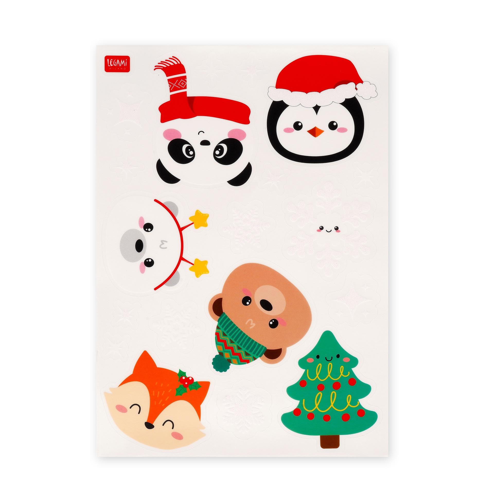 Legami - Juego de 70 Pegatinas Electrostáticas para Ventana, Christmas Edition, Pegatinas Electrostáticas, Decoración de Ventanas, Adornos de Ventana Reposicionables y Reutilizables