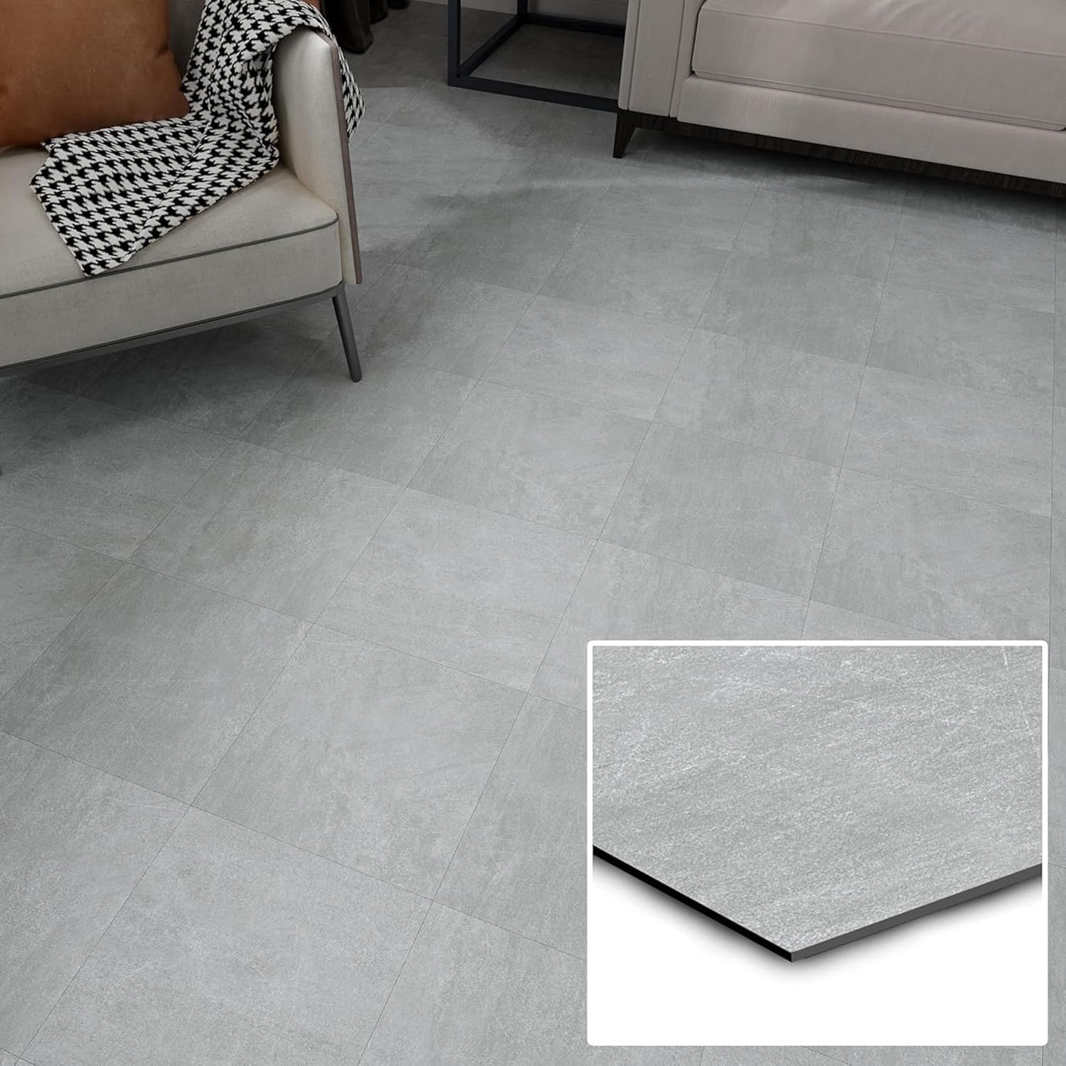 Peel and Stick Vinyl Floor Tiles,40-Pack 12 x 12 inch Cover 40 Sq. Ft Self Adhesive Waterproof Vinyl Flooring Planks for Kitchen, Dining Room, Bedrooms,(Marbl Grey