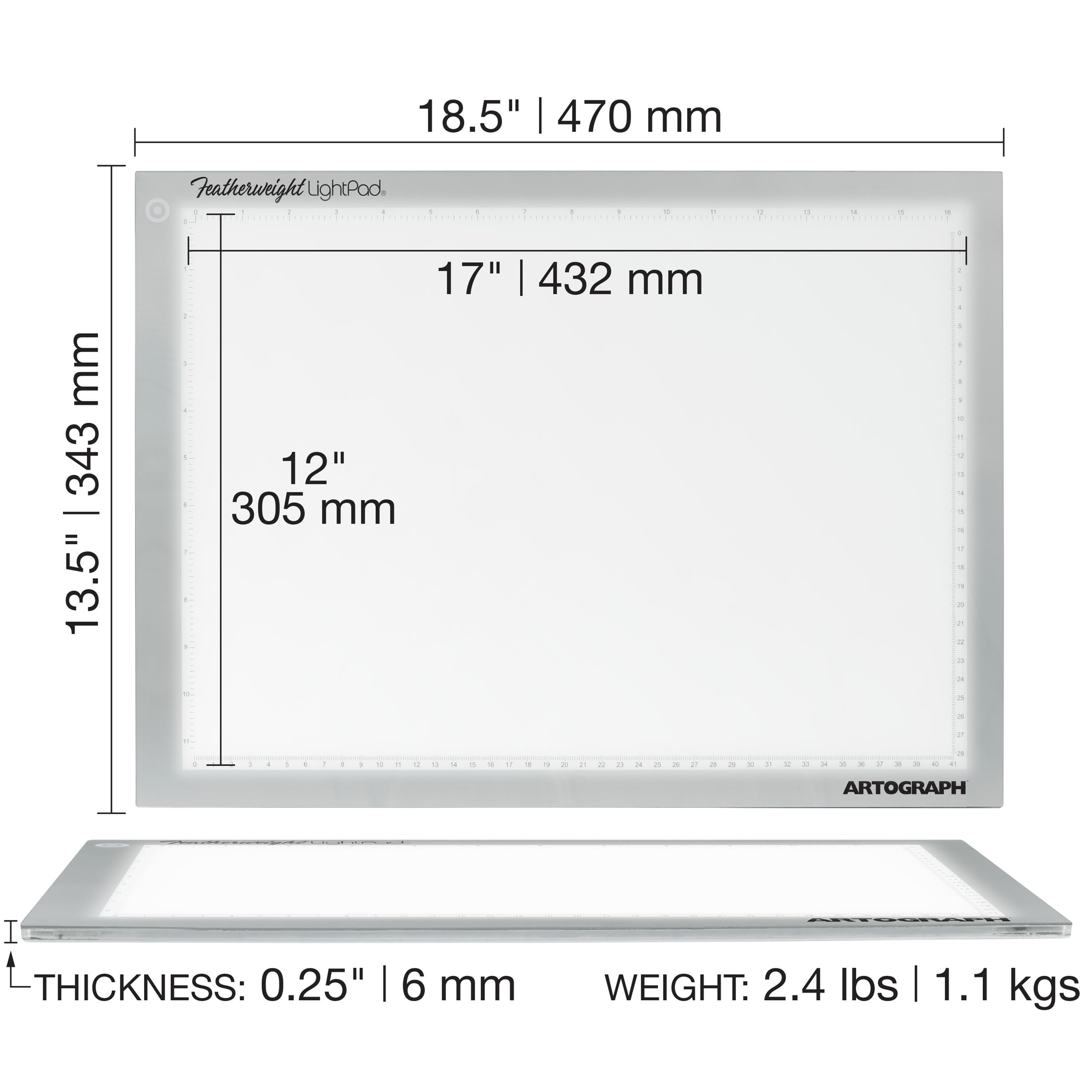 Artograph Federleichtes Lightpad, 30,5 x 43,2 cm, ultradünn, dimmbar und leicht zum Zeichnen, Nachzeichnen von Illustrationen, Animation, 25832