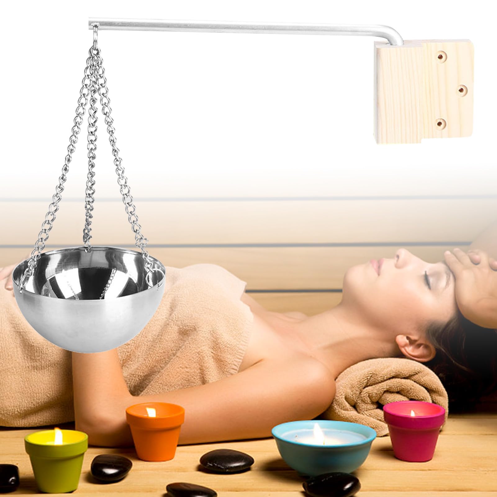 HERCHR Bol de Sauna en Acier Inoxydable, Tasse à Huile pour Accessoires de Sauna
