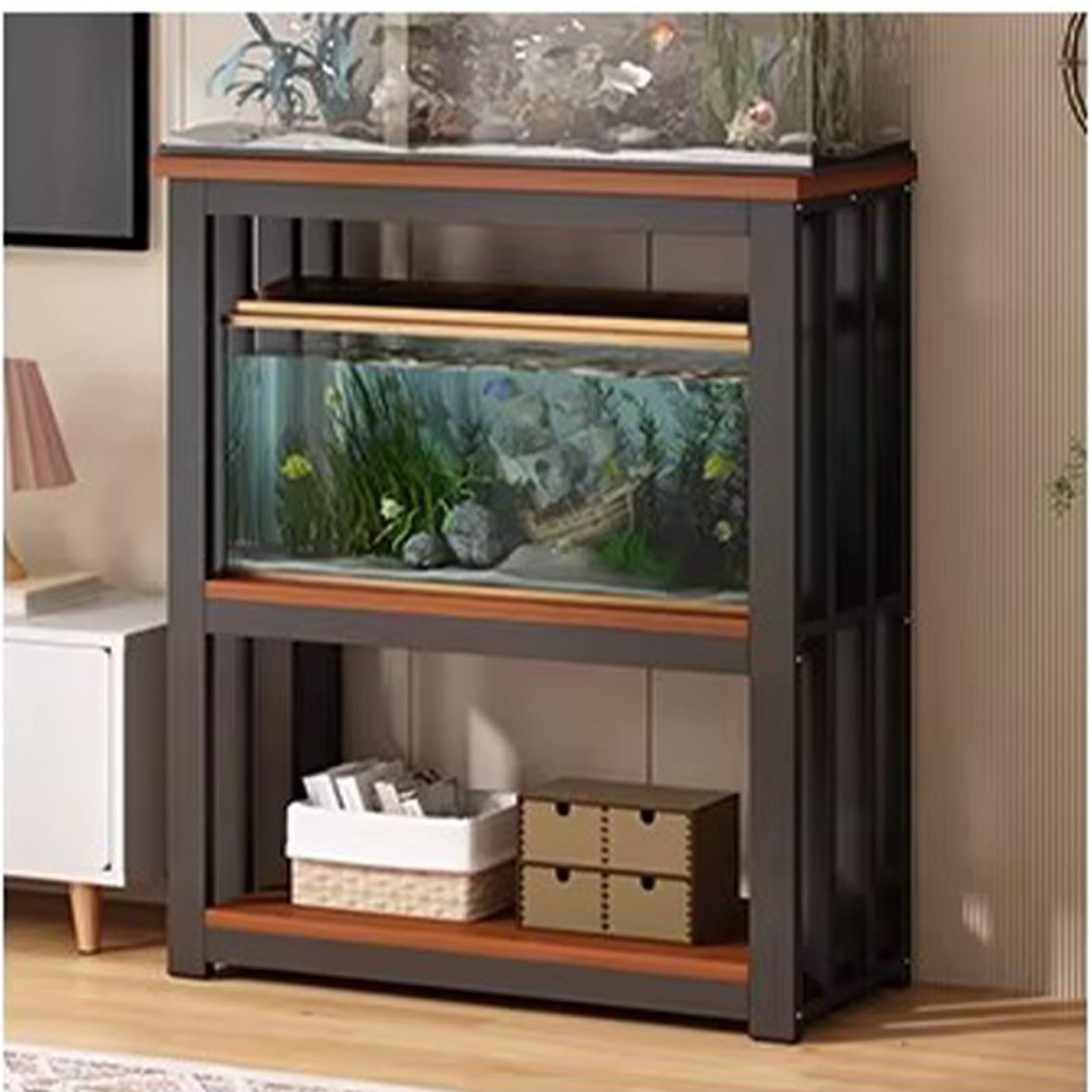 Support aquarium teck marron 50x35 pour embellir votre salon ou balcon