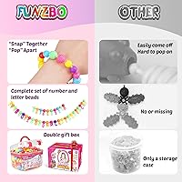 Vista 6 de FUNZBO 520+ Snap Pop Beads - Jewelry Making Kit for Kids, Arts and Crafts for Kids Ages 4-8, Toys for 3 4 5 6 Years Old Girls Valentines Day