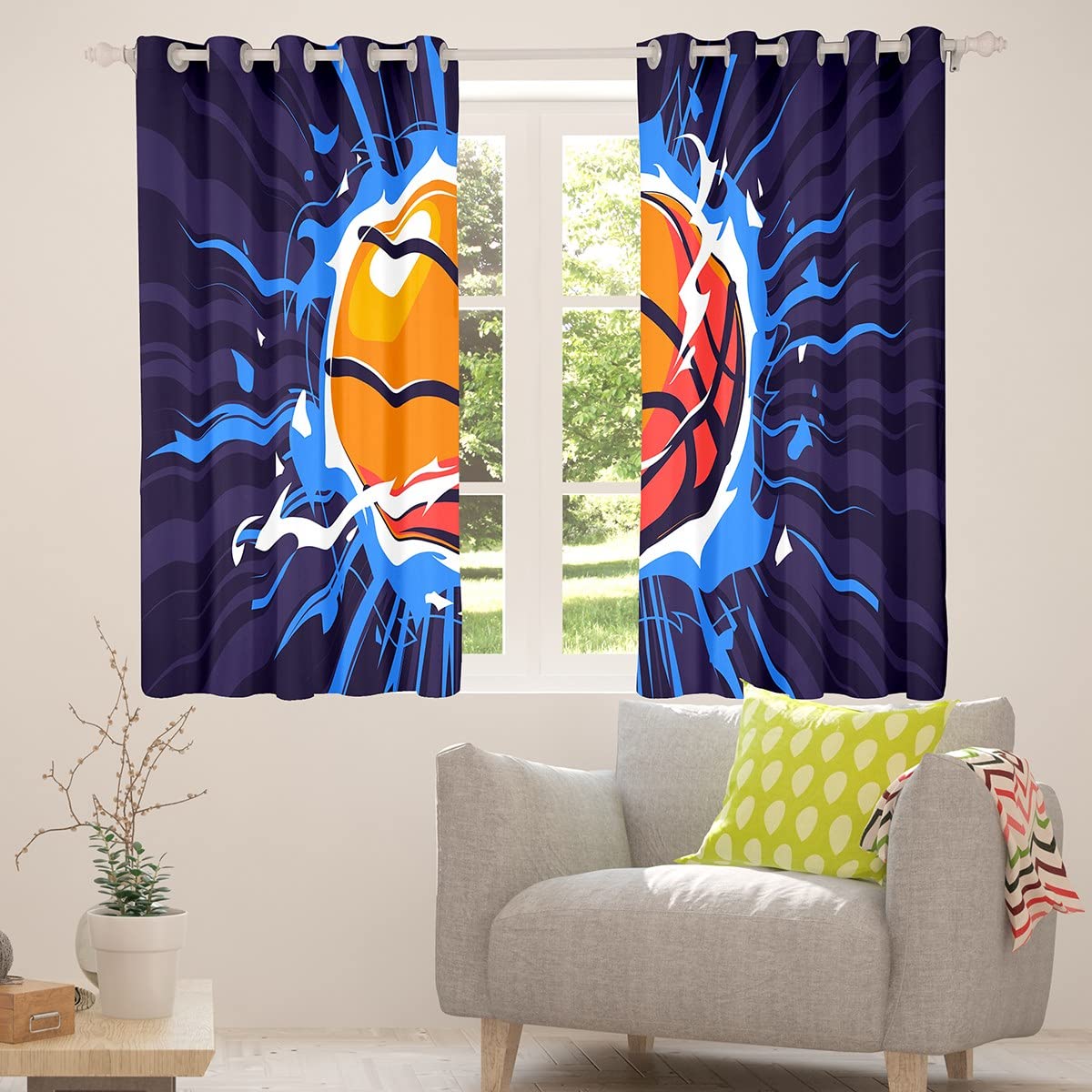 Pallacanestro Bambini Tende oscuranti Gaming Sport Tende per camera da letto Soggiorno per Ragazzi Bambini Adolescenti Giochi con la palla Tende Regalo per gli amanti del basket Trattamenti per fines