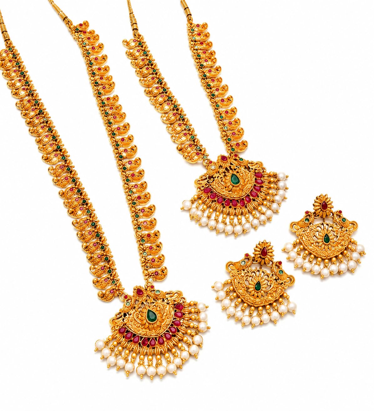 Women’s Fashion Necklace Set And Jhumka Earrings Combination For Bridal Wear, Festive Occasions Or Party Styling-image-10