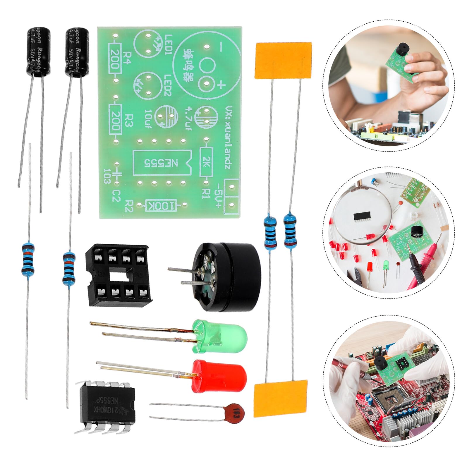 Yardenfun Kit Timer 555 Ne555 Circuito Lampeggiante a Led, Suite Fai da Te Elettronica Componenti Robusti e Istruzioni Passo Passo, per Allenamento Saldatura e Progetto Educativo 3 Pezzi