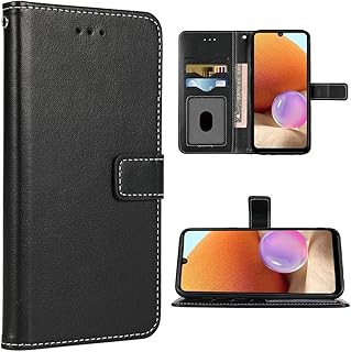 FDCWTSH Compatible with Samsung Galaxy A32 4G Wallet Case Wrist Strap Lanyard Leather Flip Cover Card Holder Stand Cell Phone Cases for Glaxay A 32 32A S32 G4 A326U Women Men Black