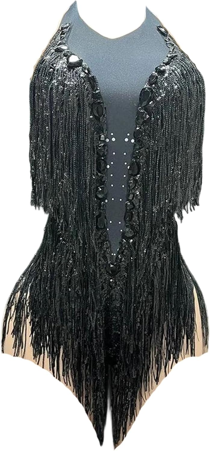 Women Latin Dance Tassel Dress Summer Outfit Professional Performance Wear for Tango Samba Rumba Competition Stage