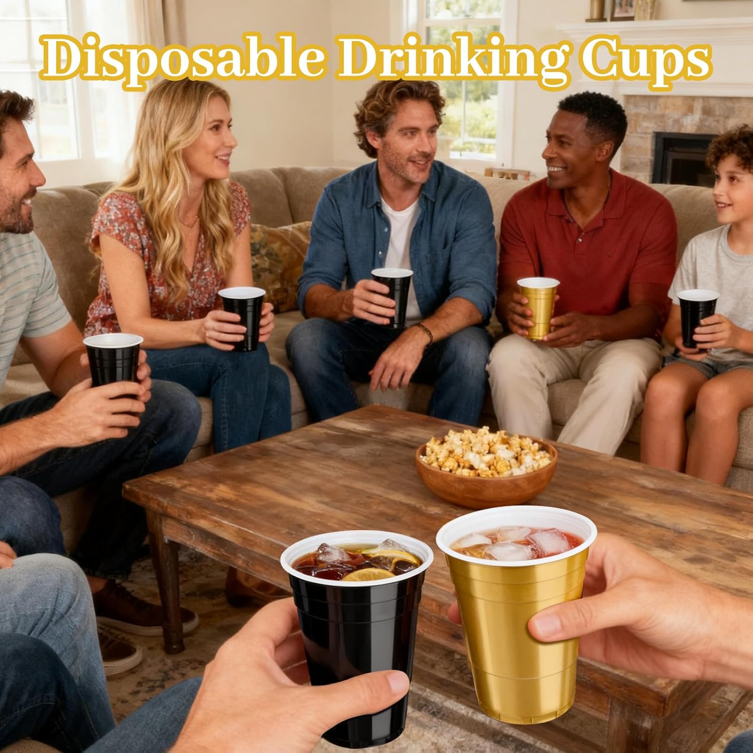 50 Pack 16oz Plastic Party Cups - Black and Gold Disposable Plastic Cups Graduation Cup for Halloween Party Decoration, Weddings, Birthdays, Holiday Gatherings - Image 6