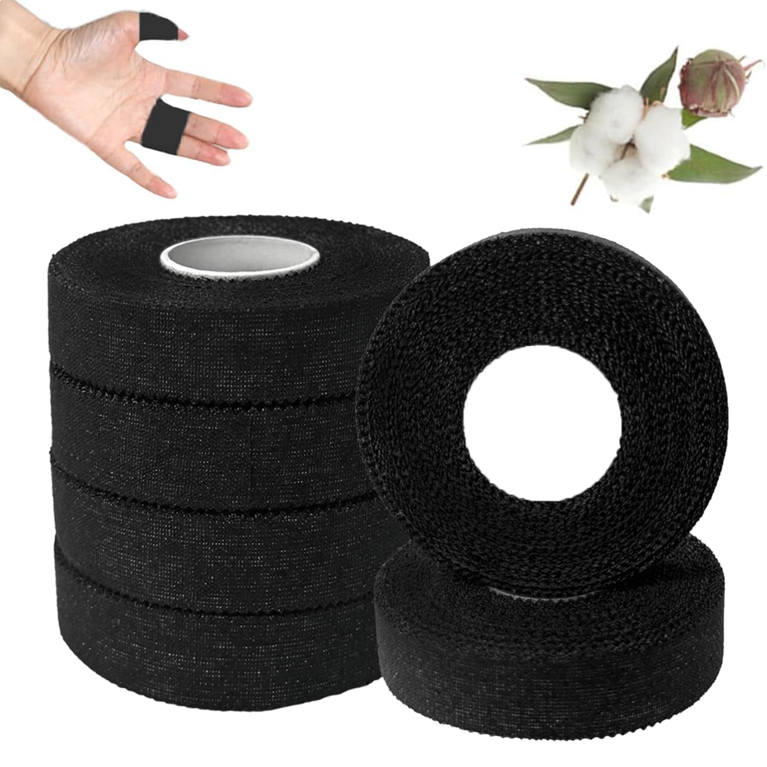 ANAMPION Nastro Sportivo Bianco - 4 Rotoli 3,8cm X 10m, Strappabile A Mano, Anelastico, Ipoallergenico, Per Bendaggio Funzionale E Sport