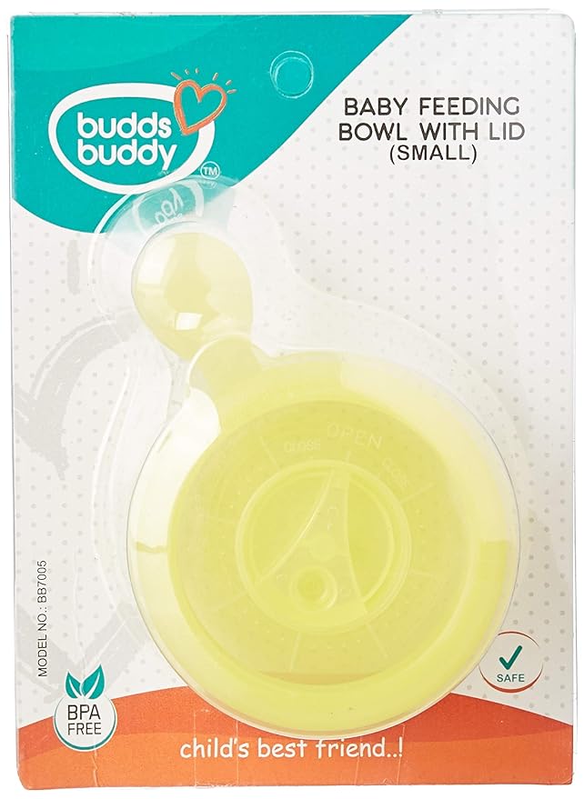Buddsbuddy BB7005 Baby Feeding Bowl with Lid, Small, Yellow