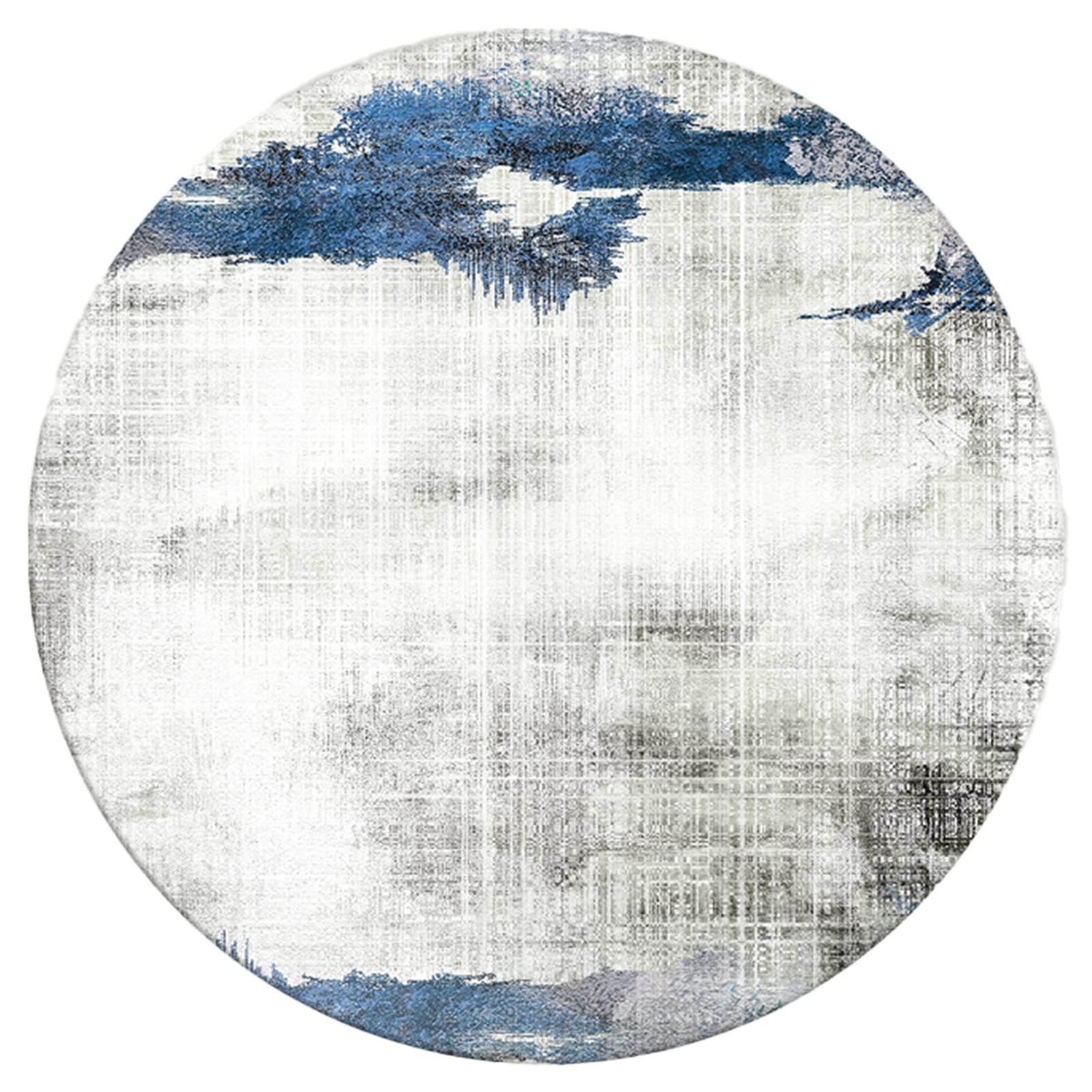 Tapis modernes ronds pour salle d'étude créant un coin yoga bleu gris zen